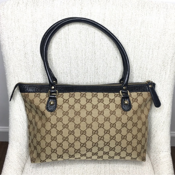 Authentic Gucci brown monogram canvas tote bag - Picture 3 of 16